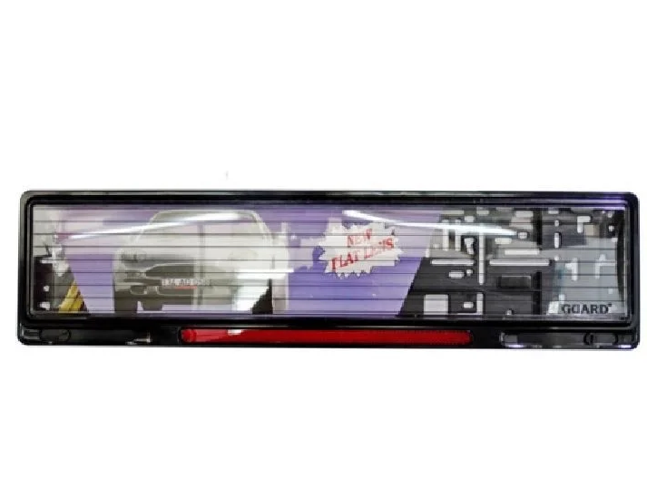 Рамка для номерного знаку Sahler SAK 45 ( GUARD ) пластикова чорна з червоним катафотом, фото 1