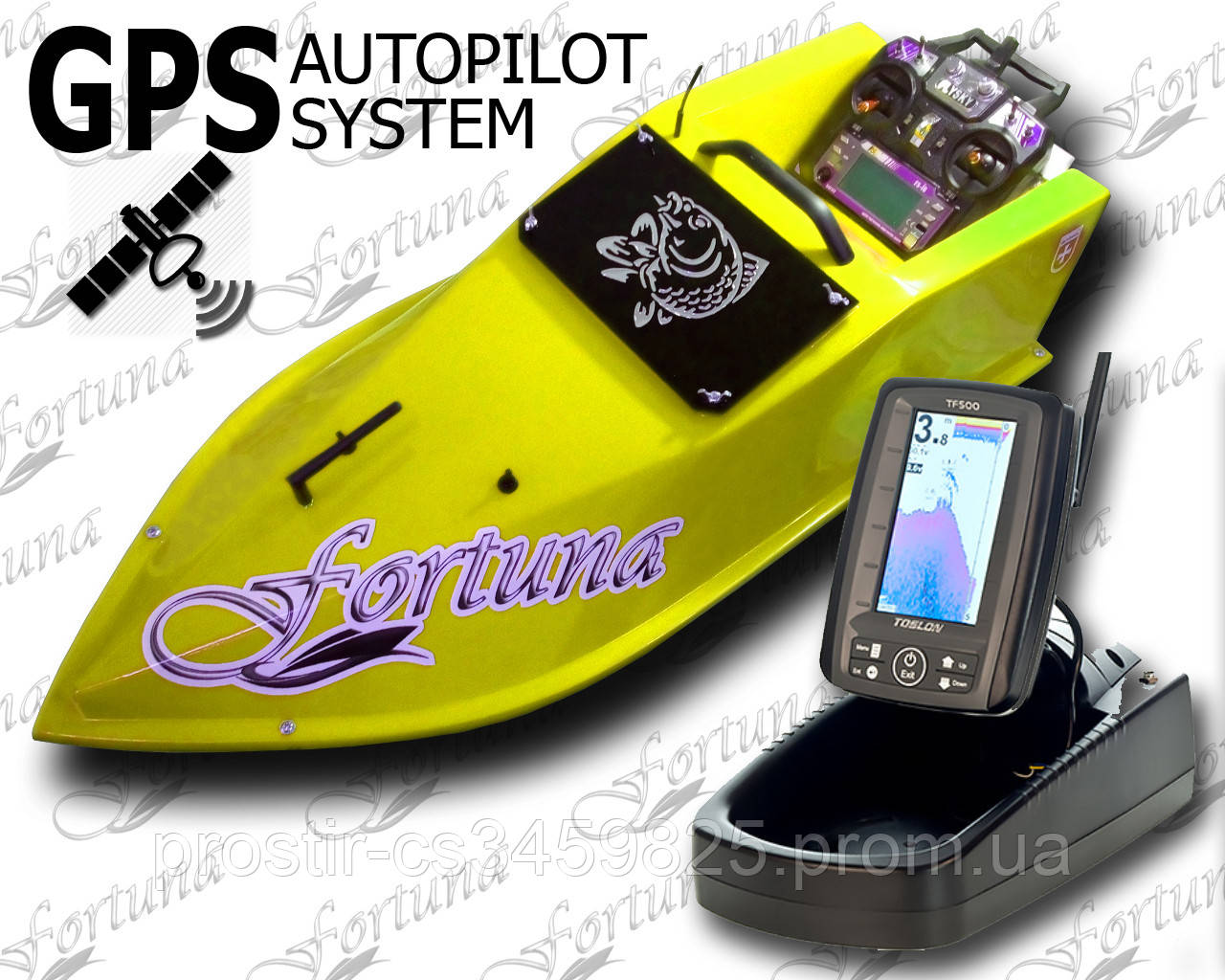 Кораблик для прикормки Фортуна (27000 mAh) с Эхолотом Toslon TF500 и GPS автопилотом (3+1) - фото 2 - id-p1364076864