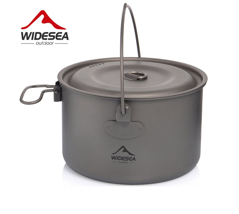 Туристичний титановий казанок Widesea Titanium 1300 мл ультралегкий казан з титану для кемпінгу та походу, фото 1