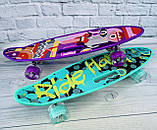 Скейт Пенні борд, колеса PU, СВІТЯТЬСЯ, d=6см, дошка 59 см С40310 85419+ Best Board, фото 3
