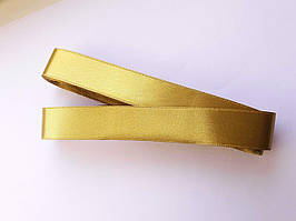Стрічка атласна двостороння 2 см ( 10 метрів) золотиста, Старе золото