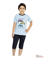 ОПТОМ Упаковка (110-122-134-146) Пижама бриджи+футболка с мотоциклами "Dream Machines" для мальчика Minimoon