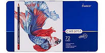 Олівці кольорові Marco Chroma 72 кольорів шестигранні металевий пенал 8010-72TN, 931411