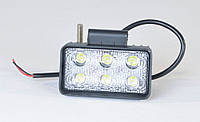 Фара LED прямоугольная 18W, 6 ламп, 110*114,5мм, широкий луч (арт.DK B2- 18W-B FL)