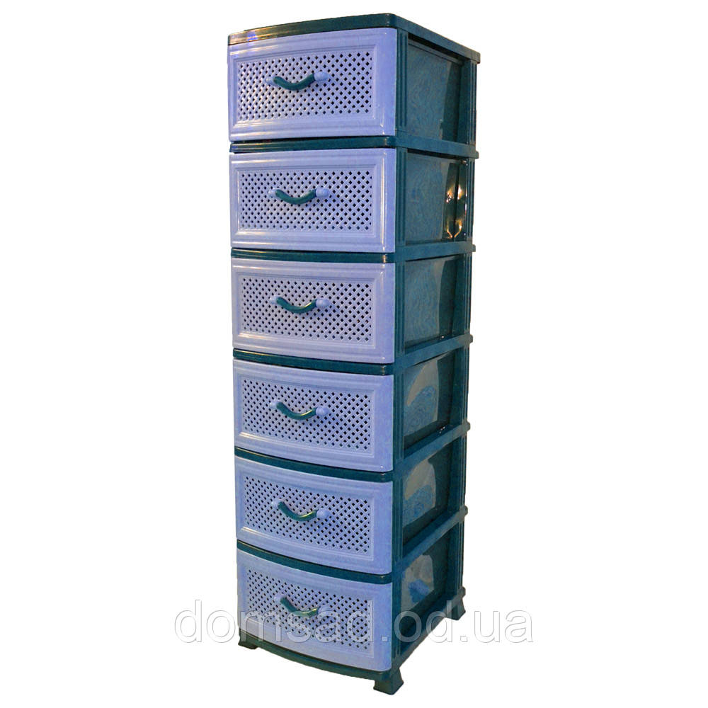 Комод пластиковий Efe Plastics 6 ящиків 132х46х38, сітка, сірий. Ефе пластик..