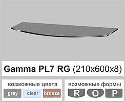 Поличка скло настінна навісна радіусна Commus PL7 RG (210х600х8мм)
