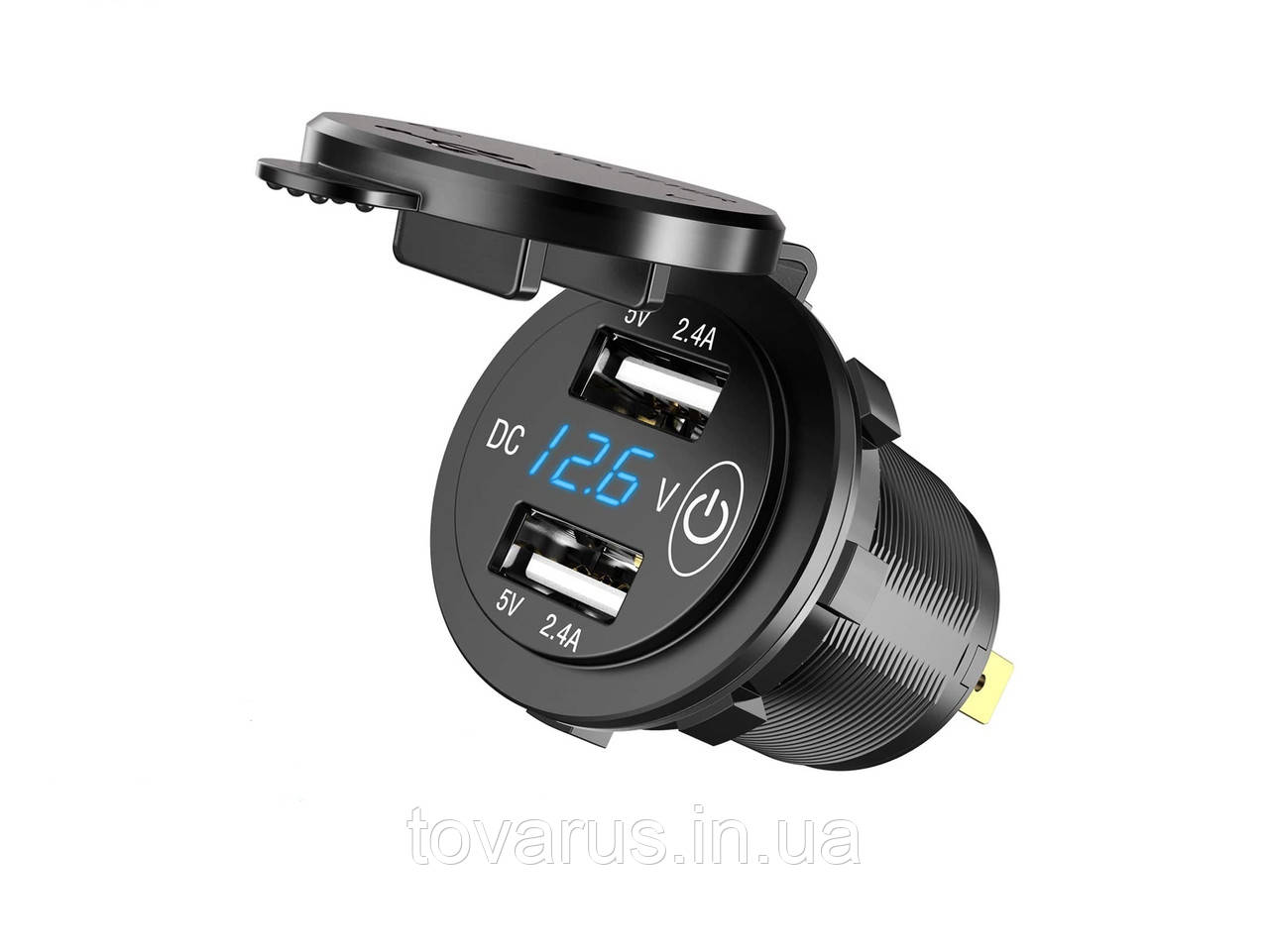 Автомобильная зарядка USB 4.8А с вольтметром и кнопкой в прикуриватель ...