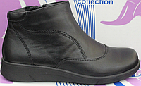 Ботинки черные женские на танкетке кожаные от производителя модель РМ89