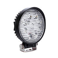 LED фара круглая 27W, 9 ламп, узкий луч 10/30V 6000K