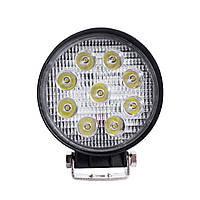 LED фара круглая 27W светодиодная, 9 ламп, широкий луч 10/30V 6000K