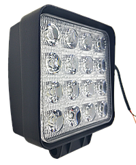 LED фара квадратна 48W, 16 ламп, широкий промінь 10/6000K 30V