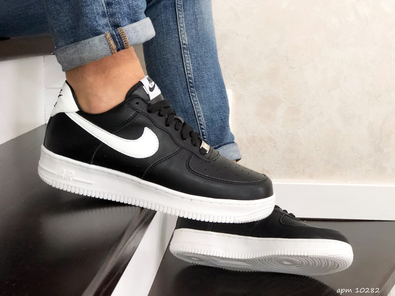 Чоловічі кросівки Nike Air Force Af 1, чорні / кросівки Найк Аір Форс (Топ репліка ААА+)