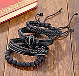 Набір шкіряних чоловічих браслетів — чоловічий браслет "Супермен", фото 2