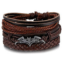 Набір шкіряних чоловічих браслетів — чоловічий браслет "Бетмен"