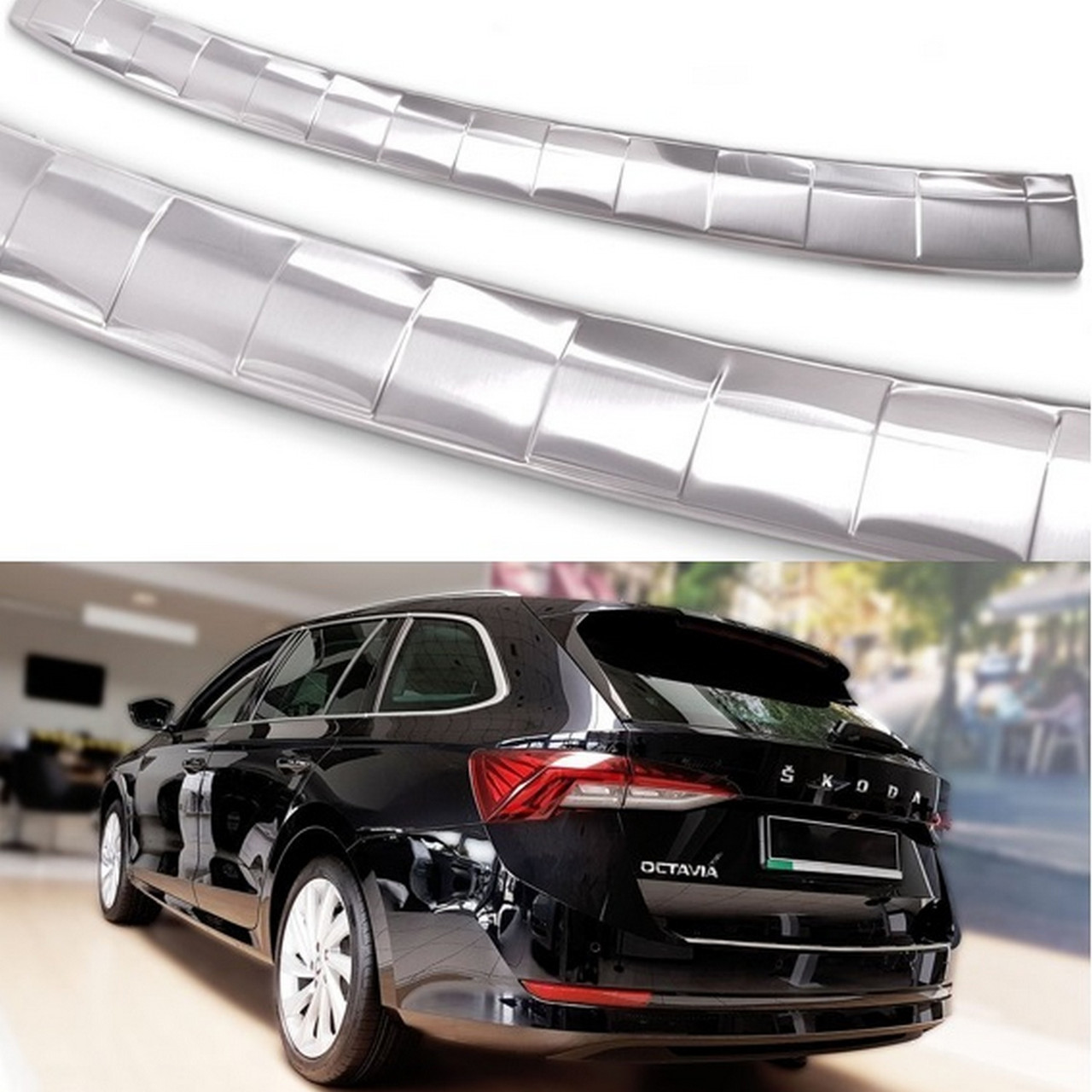 Защитная накладка на задний бампер для Skoda Octavia IV NX Combi 2020+ /нерж.сталь/