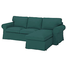 IKEA EKTORP 3-місний диван з шезлонгом, Totebo темно-бірюзовий (493.200.76)