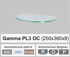 Поличка скляна настінна навісна овальна Commus PL3 OC (250х360х8мм)