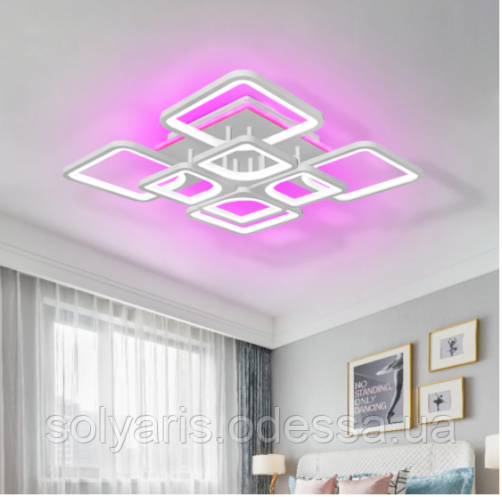 Стельова LED люстра з димером 170W 5543/4+4CF LED 3color dimmer (білий,чорн, сірий,белий), фото 1