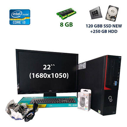 Комплект: Fujitsu Esprimo E720 SFF / Intel Core i3-4130 (2) ядра по 3.40 GHz) / 8 GB DDR3 / 120 GB SSD, фото 1
