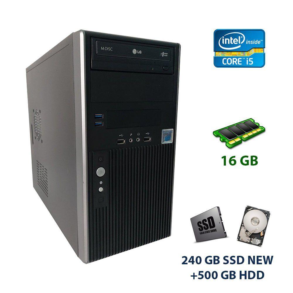 Hyundai Black Tower/Intel Core i5-3470 (4 ядра по 3.2 — 3.6 GHz) / 16 GB DDR3 / 240 GB SSD NEW+500 GB HDD /