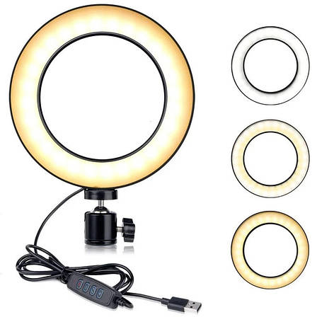 Світлодіодна кільцева LED лампа 16см USB, фото 1