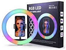 Кільцева LED лампа RGB MJ33 33см 1 кріпл.тел USB, фото 3