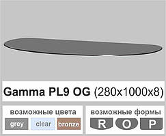 Поличка зі скла настінна навісна овальна Commus PL9 OG (280х1000х8мм)