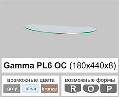 Поличка скляна настінна навісна овальна Commus PL6 OC (180х440х8мм)