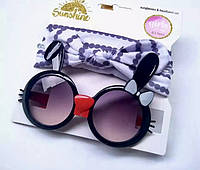 Детские очки солнцезащитные и повязка, аксессуары детские , набор