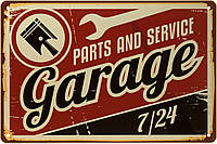 Металлическая табличка / постер "Parts And Service Garage 7/24" 30x20см (ms-002478)