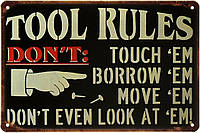 Металлическая табличка / постер "Правила Инструмента / Tool Rules " 30x20см (ms-002471)