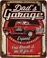 Металлическая табличка / постер "Папин Гараж (Эксперт) / Dad's Garage (Expert)" 18x22см (ms-002402)