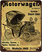 Металлическая табличка / постер "Motorwagen Modelle 1902" 18x22см (ms-002366)