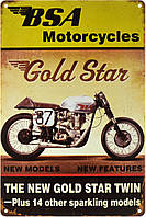 Металлическая табличка / постер "BSA Motorcycles (The New Gold Star Twin)" 20x30см (ms-002314)