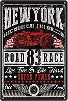 Металлическая табличка / постер "New York (Road Race Superpower)" 20x30см (ms-002306)