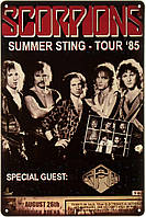 Металлическая табличка / постер "Scorpions (Summer Sting - Tour 1985)" 20x30см (ms-002214)