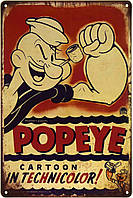 Металева табличка / постер "Моряк Попай / Popeye (Cartoon In Technicolor!)" 20x30см (ms-002211)