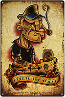 Металлическая табличка / постер "Моряк Попай (Шпинат) / Popeye The Sailor (Spinach)" 20x30см (ms-002174)
