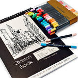 Альбом для скетчингу та малювання на спіралі формат паперу А5 250 г\м2 для 50 аркушів, Відеоогляд!, фото 7