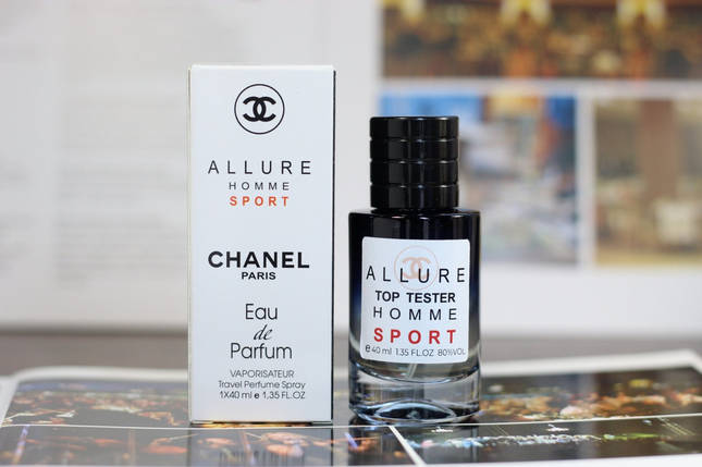 Chanel Allure homme Sport тестер 40 мл(Чоловіча парфумована вода Алюр Хом Спорт від ШАНЕЛЬ), фото 1
