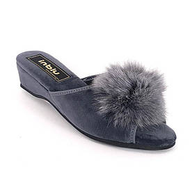 Велюрові тапочки на танкетці Inblu  RR-1X сірі