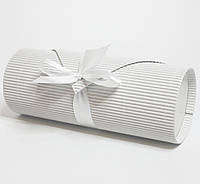 Кругла коробка тубус для подарунка біла 90х205 мм
