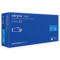 Перчатки нитриловые NITRYLEX Basic, неопудренные, диагностические, синие, размер M, 200 шт. (100 пар)