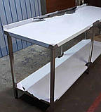 Стіл виробничий 2000х700х850 мм із полицею та бортом із неіржавкої сталі, фото 2