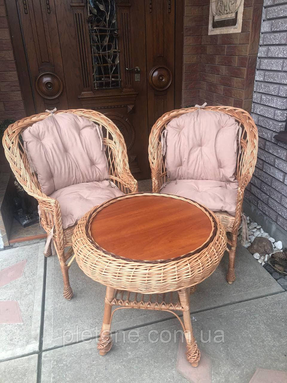 Набір меблів із лози(ЦІНА ВКАЗАНА З НАКИДКАМИ) Тканина-габардин наповнювач синтипонова крихта., фото 1