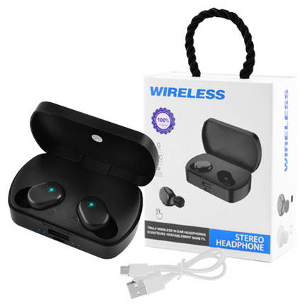 Бездротові навушники TWS-10 5.0 bluetooth з кейсом, стерео блютуз гарнітура, колір чорний, фото 2