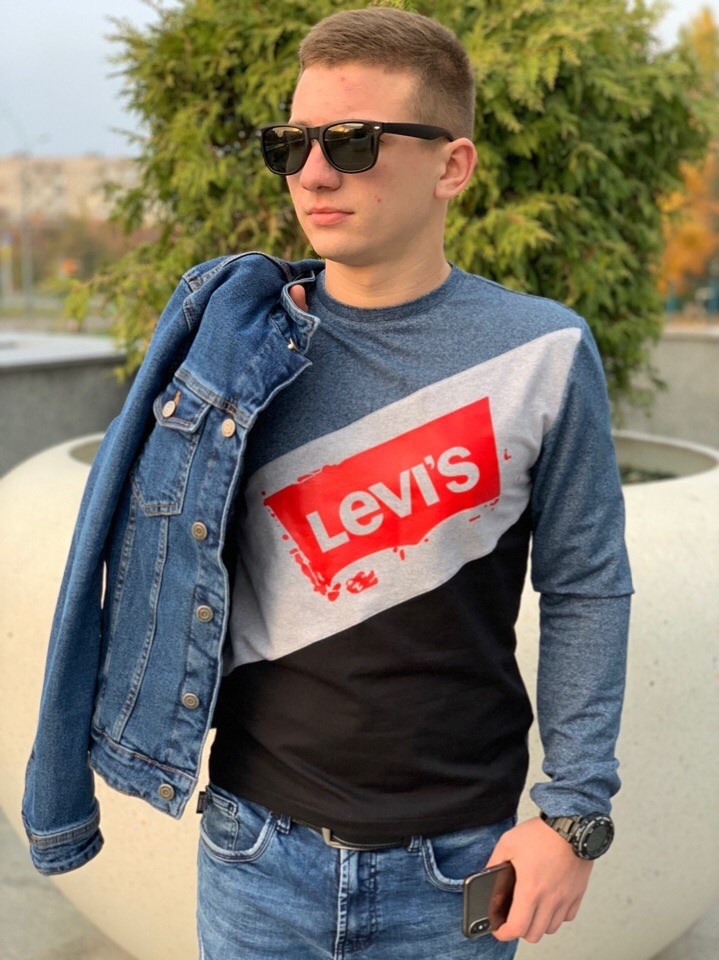 Свитшот LEVI'S сине-св.серый-черный С - фото 1 - id-p1364512320