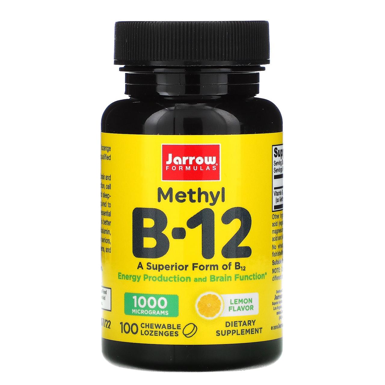 Jarrow Formulas, метил B12, зі смаком лимона, 1000 мкг, 100 жувальних пастилок