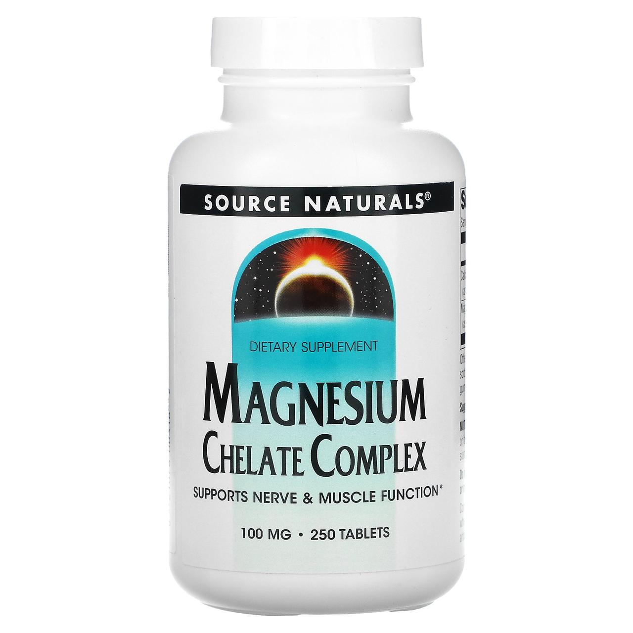 Source Naturals, комплекс хелату магнію, 100 мг, 250 таблеток