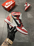 Чоловічі кросівки Nike Air Jordan 1 Red x Off White, чоловічі кросівки найк аїр джордан 1, фото 2